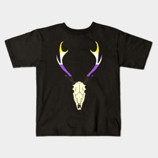 Nonbinary Pride Deer Skull Kids T-Shirt